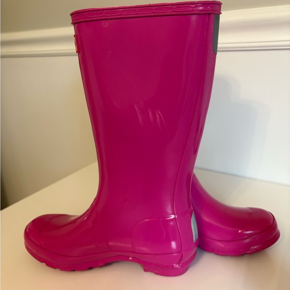 Hunter Original Kids Pink Gloss Boots, Size 4 - Picture 9 of 11